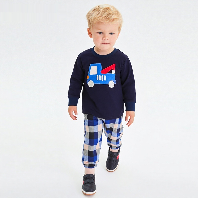 Casual Long-sleeve Crew-neck Set For Toddlers And Children