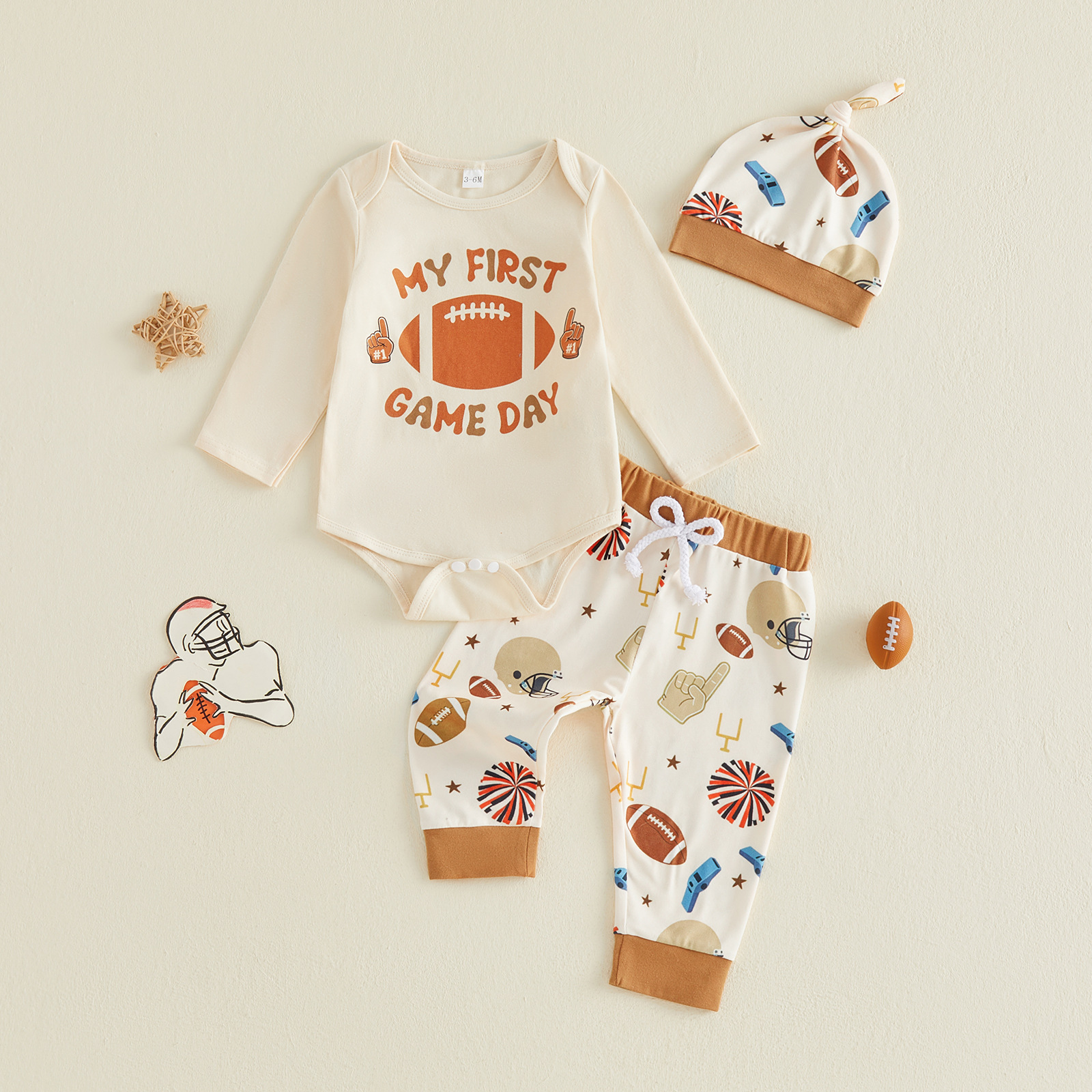 Infant And Toddler Cotton Long-sleeve T-shirt With A Rugby Print