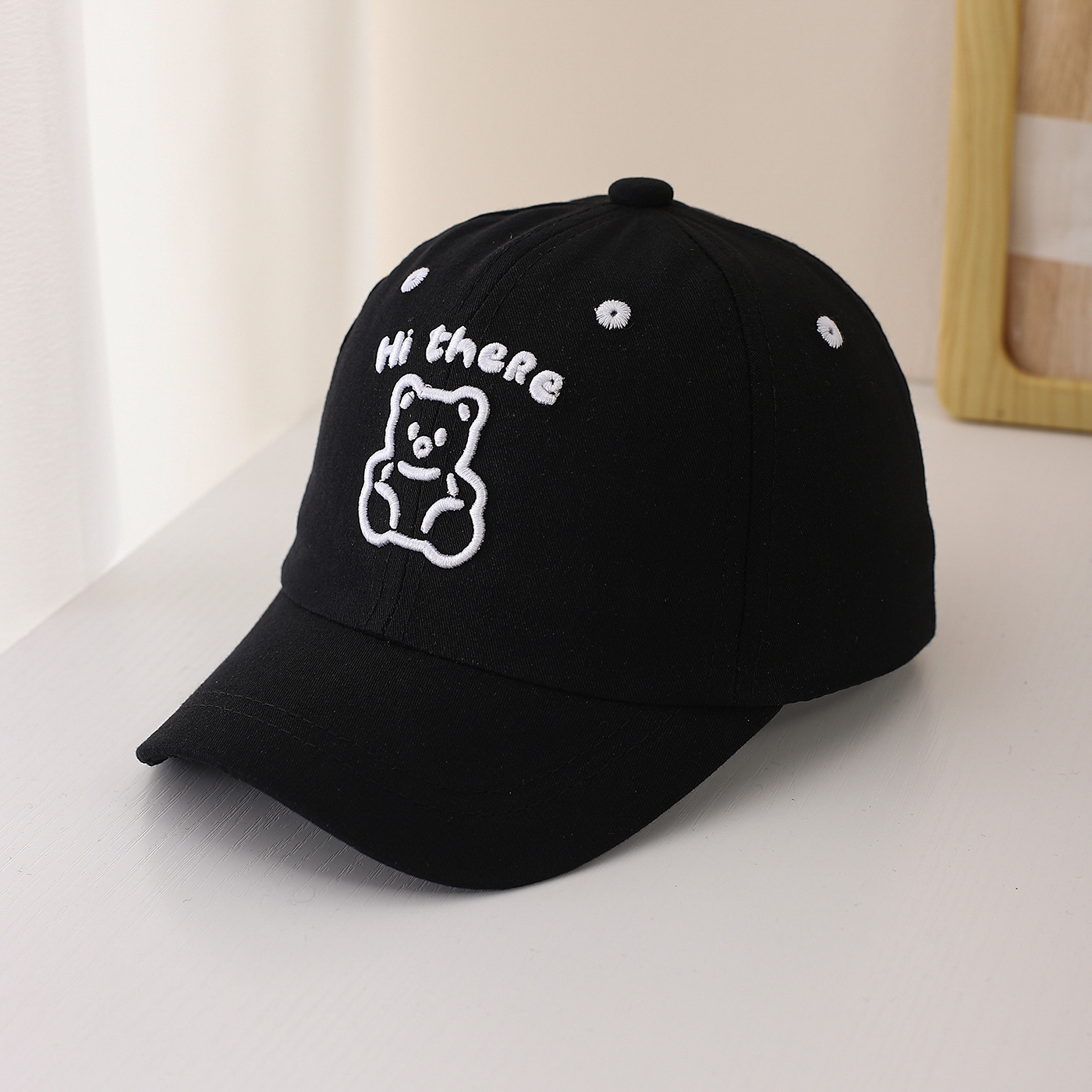 Children's Single-color Cartoon Teddy Bear Letter Embroidery Adjustable Fashionable And…