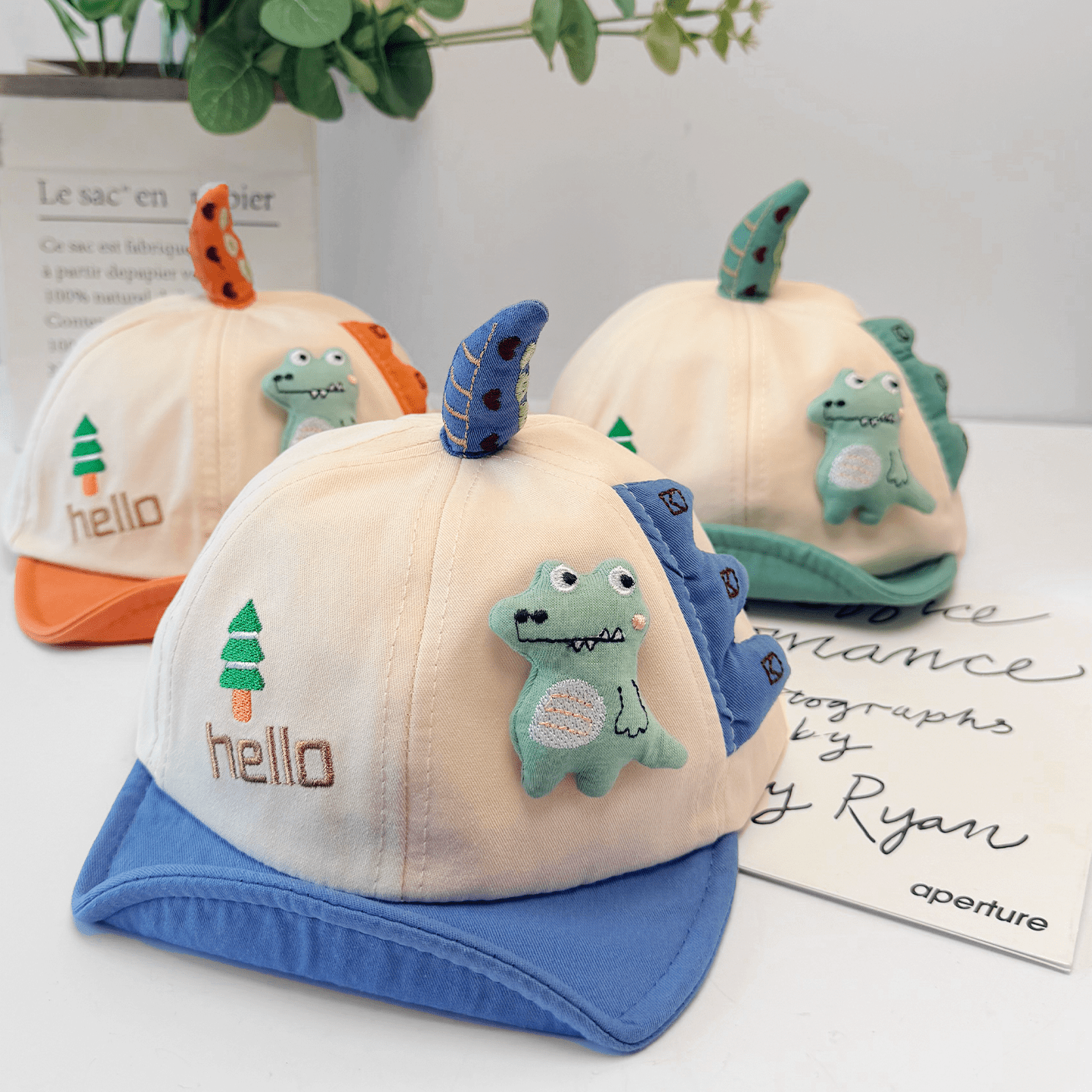 Three Dimensional Cartoon Baby Dinosaur Soft Cap With Brim And Earflaps Summer Autumn…