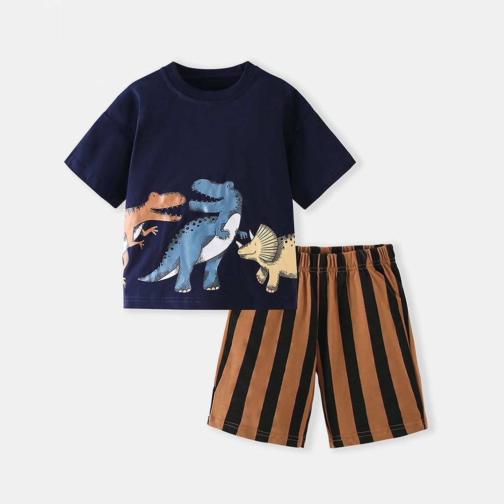 Round-neck Two-piece Outfit For Boys