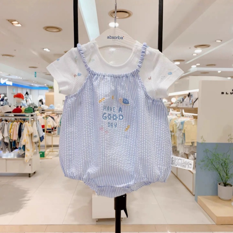 Summer Strap Romper Jumpsuit T-shirt Two-piece Set