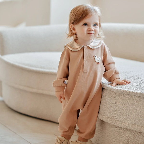 Baby's Springautumn Long-sleeve Striped Romper