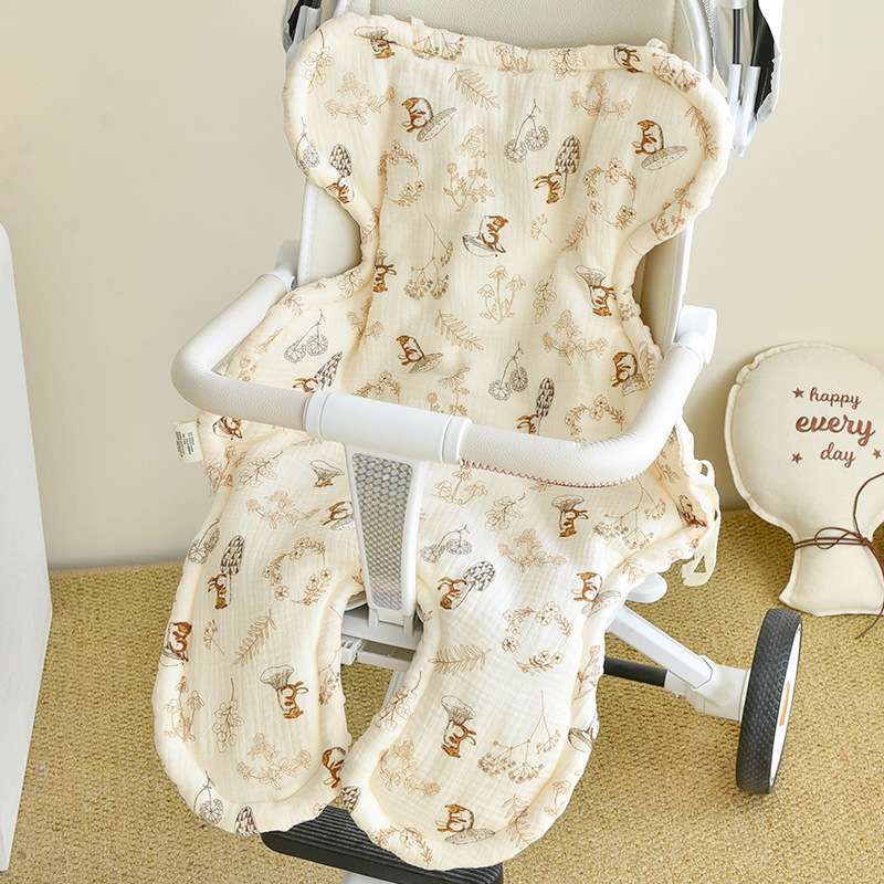 Babys Pure Cotton Thickened Stroller Pad Seat Cushion And Armrest Backrest