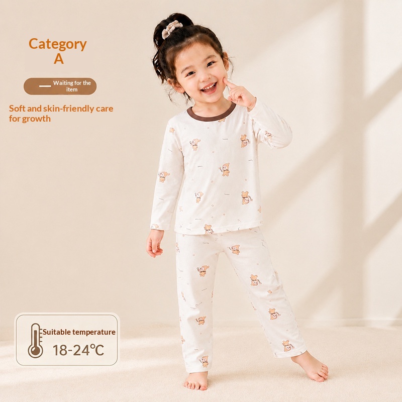 SpringAutumn Boneless Boys And Girls Autumn Top And Pants Set 7A Antibacterial Underwear…