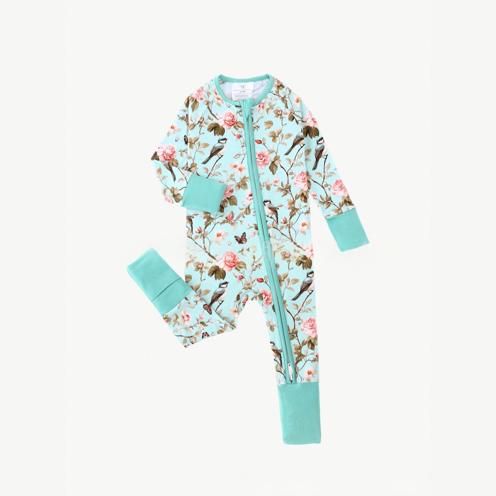 Long-sleeve Zip-up Baby Bodysuit Made Of Bamboo Fiber