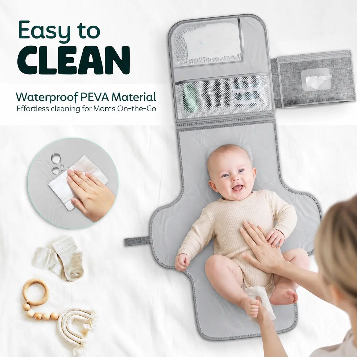 Portable Diaper Changing Pad, Detachable Waterproof Foldable Changing Mat With Wipes…