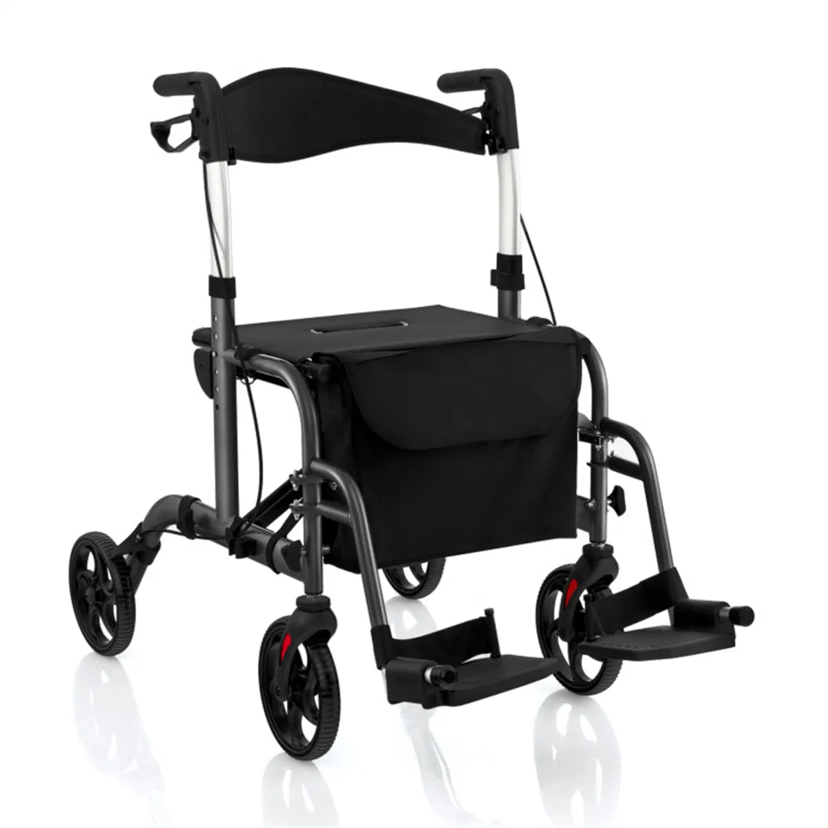 Foldable Rollator Walker with 8" Wheels Handbrake Storage Bag Cane Holder for Seniors…