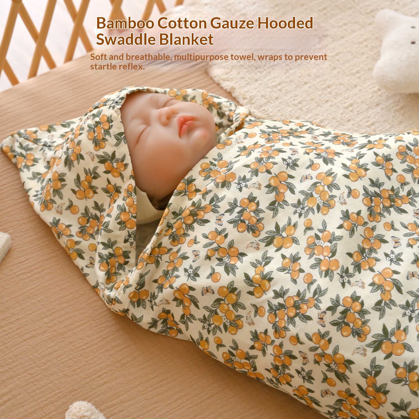 Newborn Baby Hooded Wrap Double-Layer Gauze Bath Towel