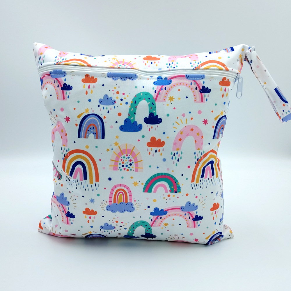Cartoon-printed Single-zipper Diaper Bag For Babies Storage Pouch