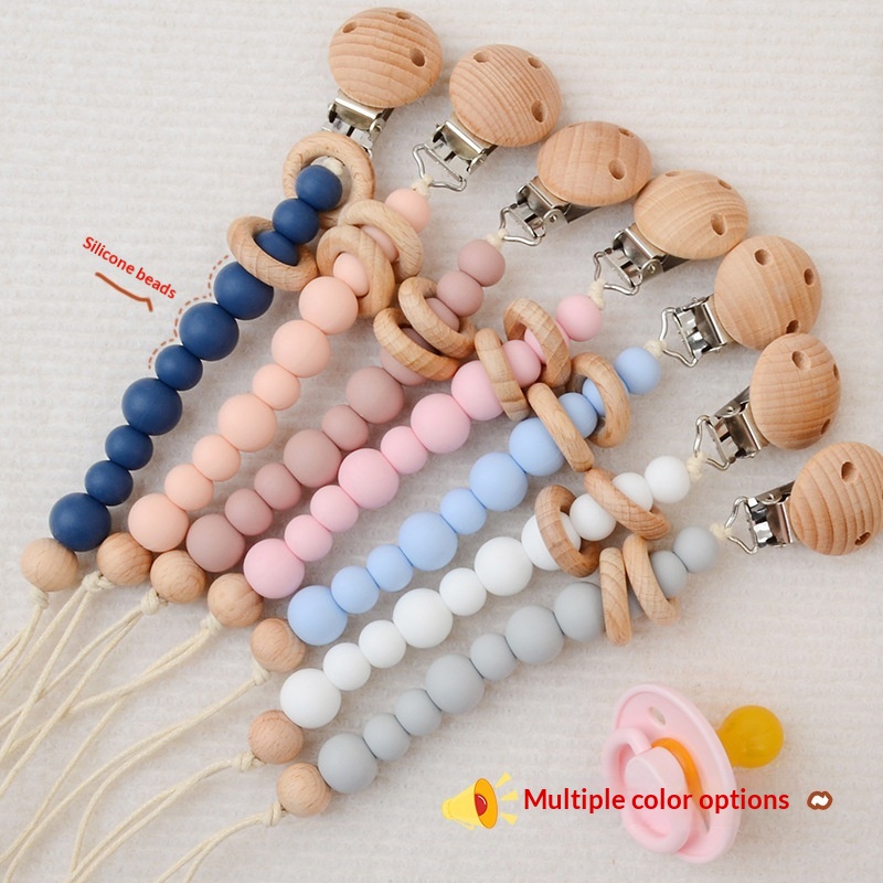 Baby Supplies Creative Baby Silicone Beads Teething Chewable Pacifier Chain Anti-Lost…