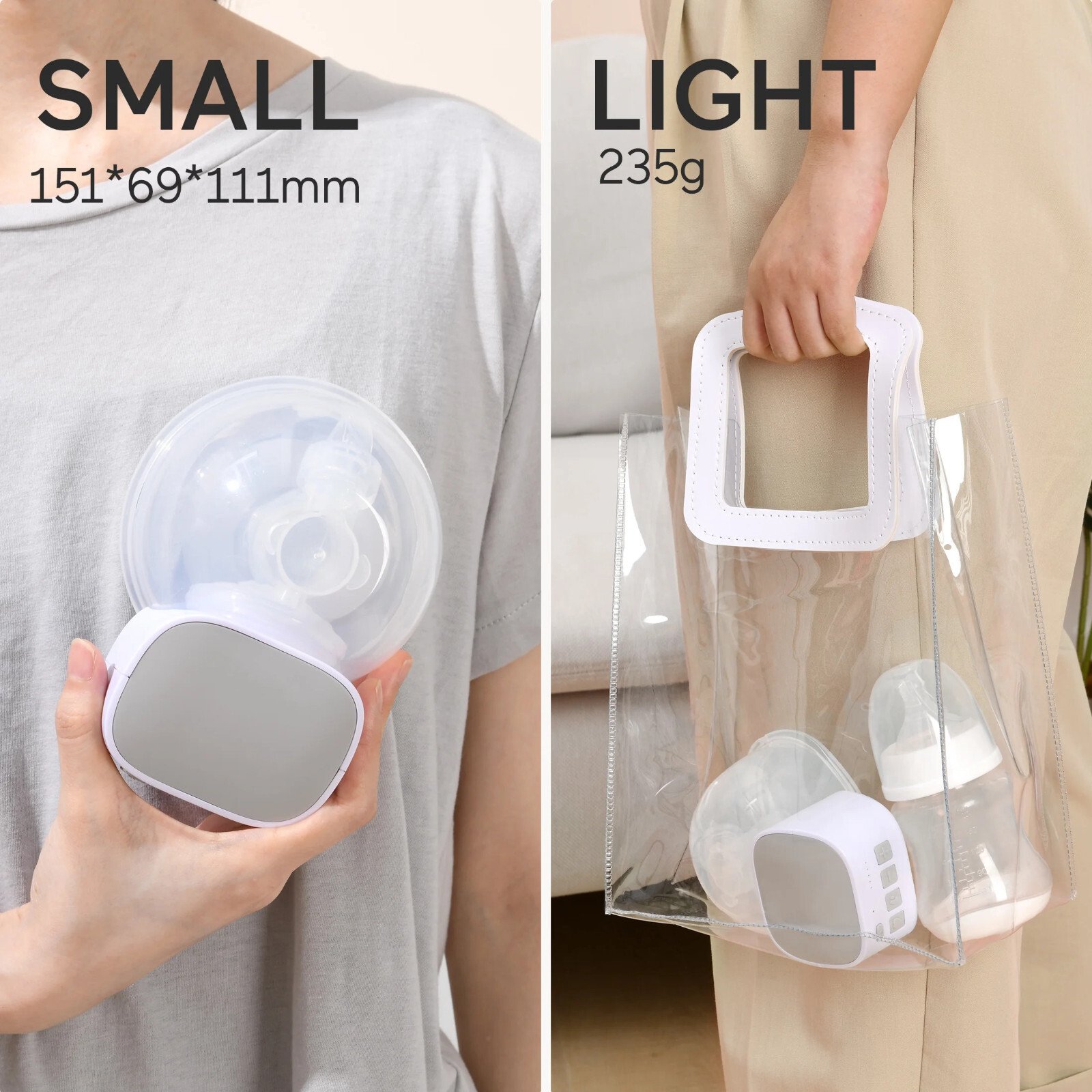 S9 Breast 2pcs Double Wearable Hands-Free Electric Breastfeeding Grey 24mm