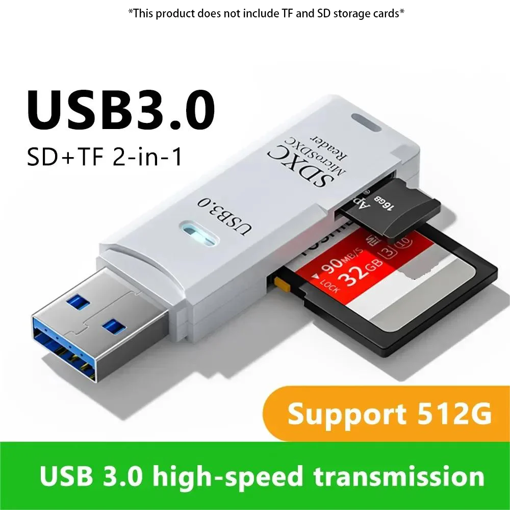 2-in-1 USB 3.0 High Speed Card Reader TF Memory Card Adapter Portable USB Flash Drive…
