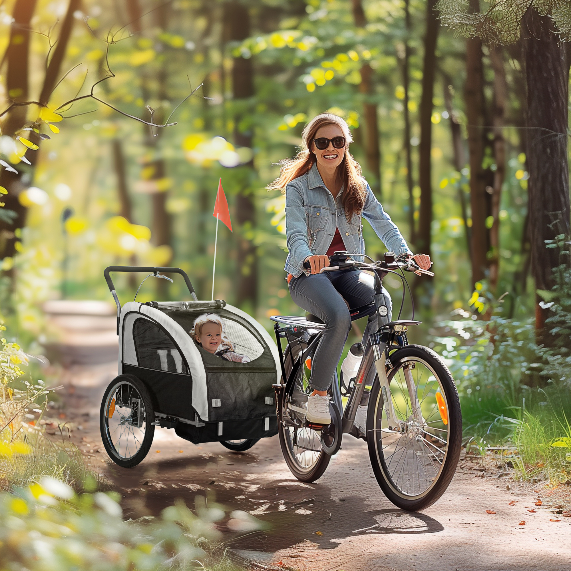 2-Seat Elite 360 Swivel Bike Trailer for Kids Bicycle Cargo Trailer with Water-Resistant…