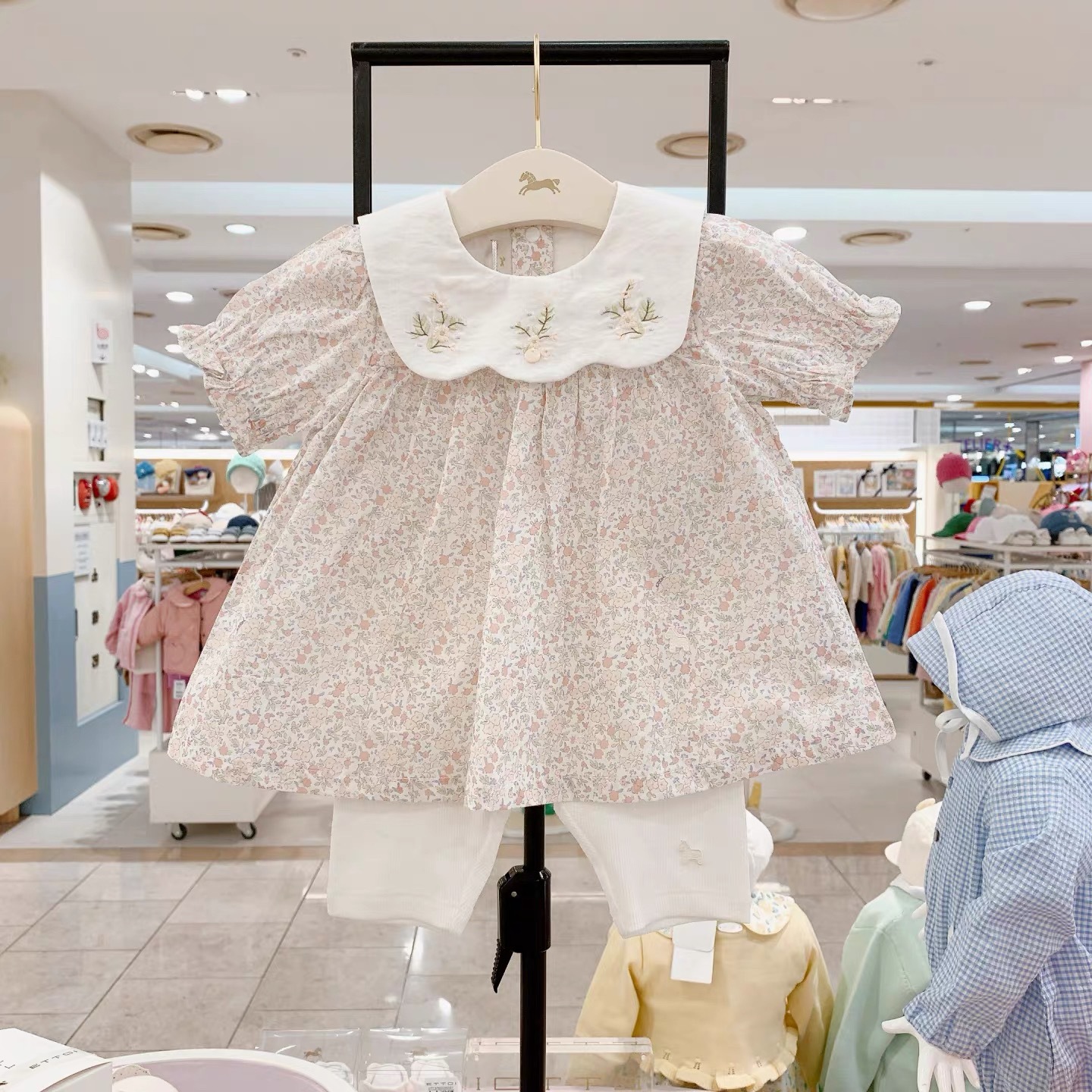 Summer Baby Girl's Puff-sleeve Floral Print Set