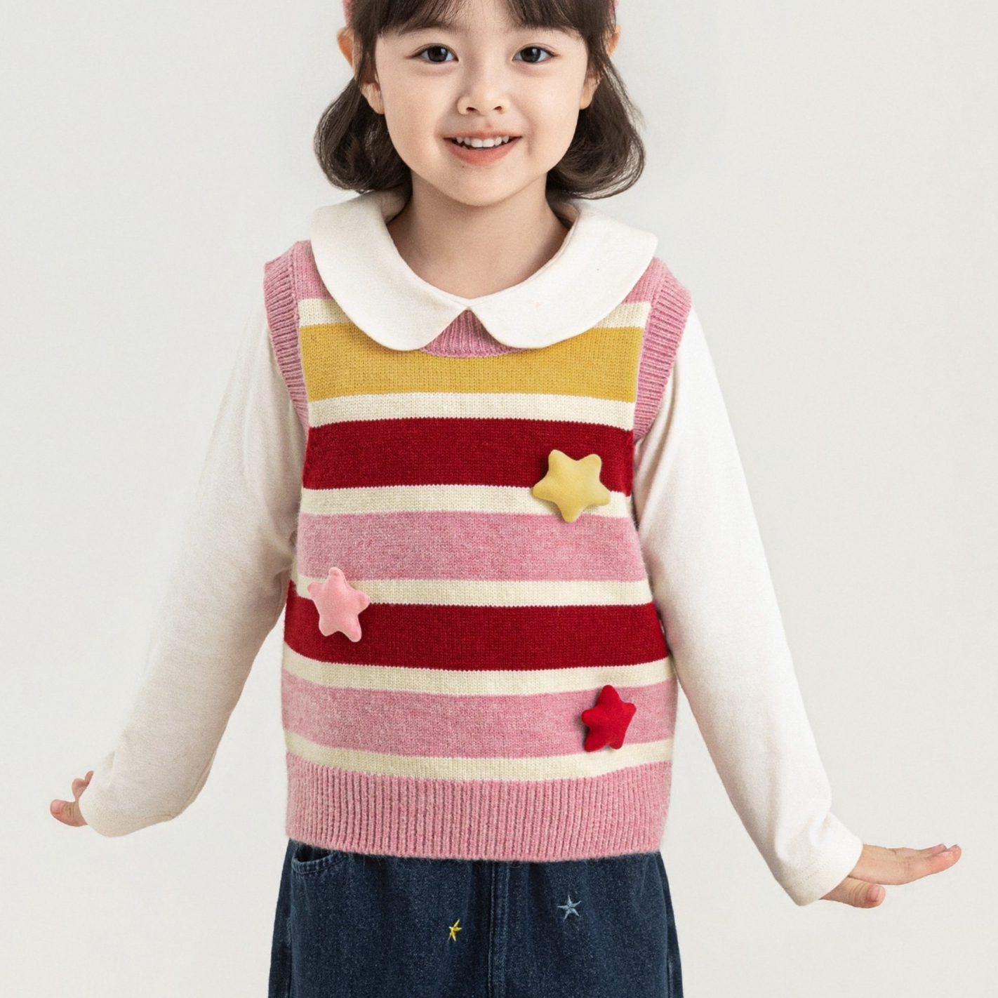 Children's Colorful Striped Knitted Vest