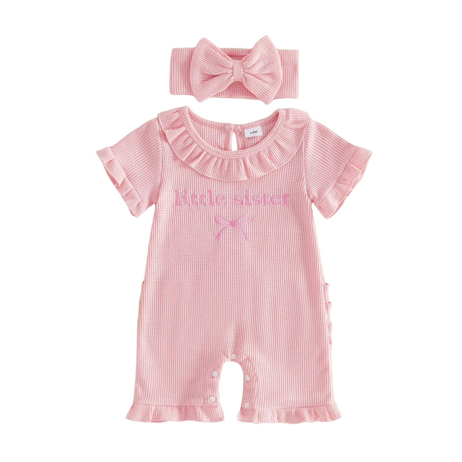Lotus-patterned Short-sleeve Flared Jumpsuit