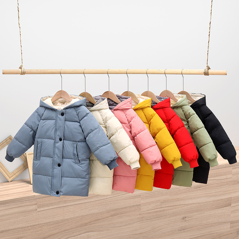 Thick Hooded Long Kids Coat Warm Pure Cotton