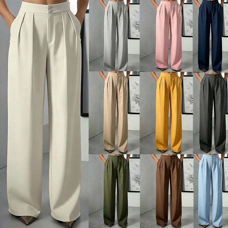 In-stock European And American Autumn New Women's Fashion Simple High-waisted…