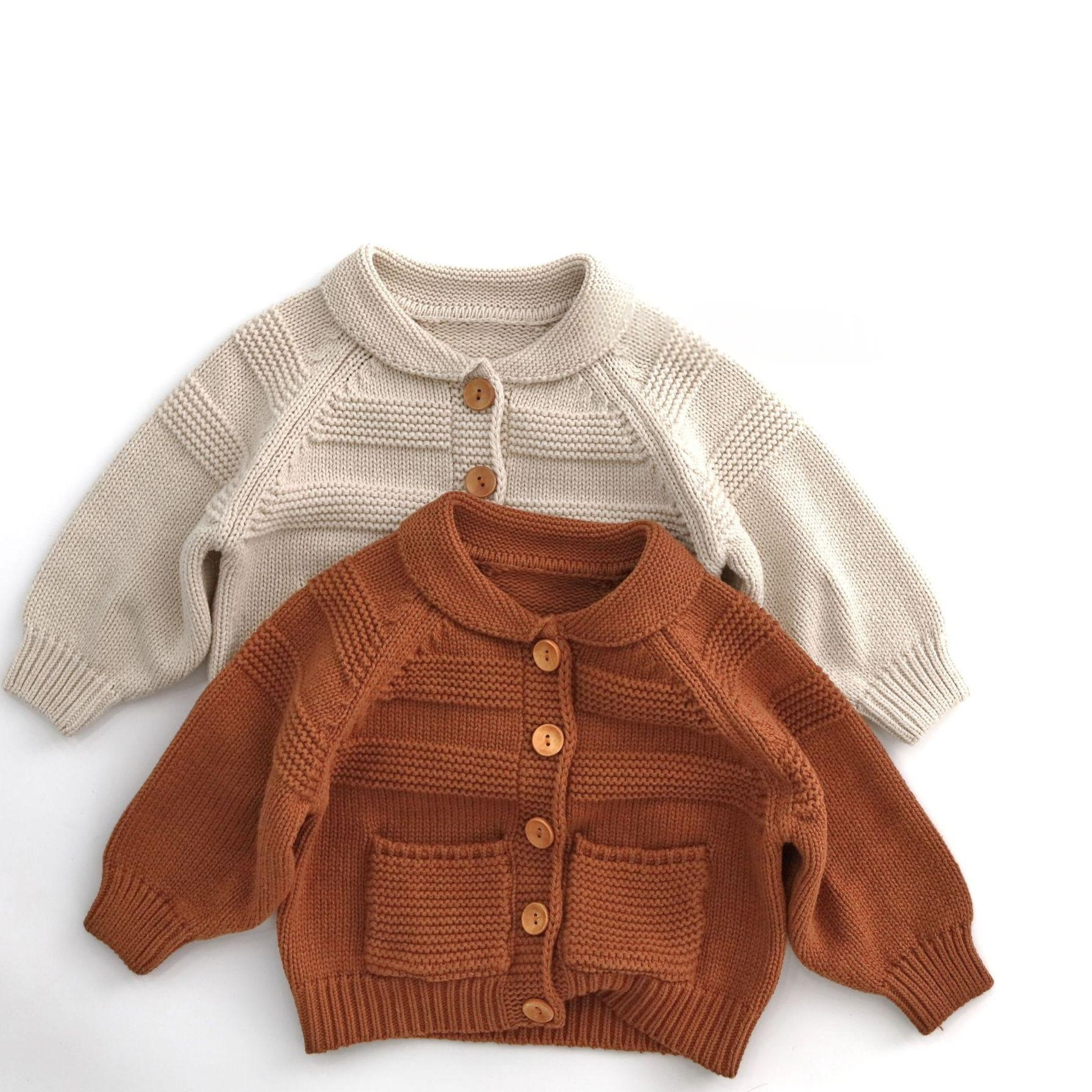 Childrens Autumn Long-Sleeve Knitted Cardigan Coat
