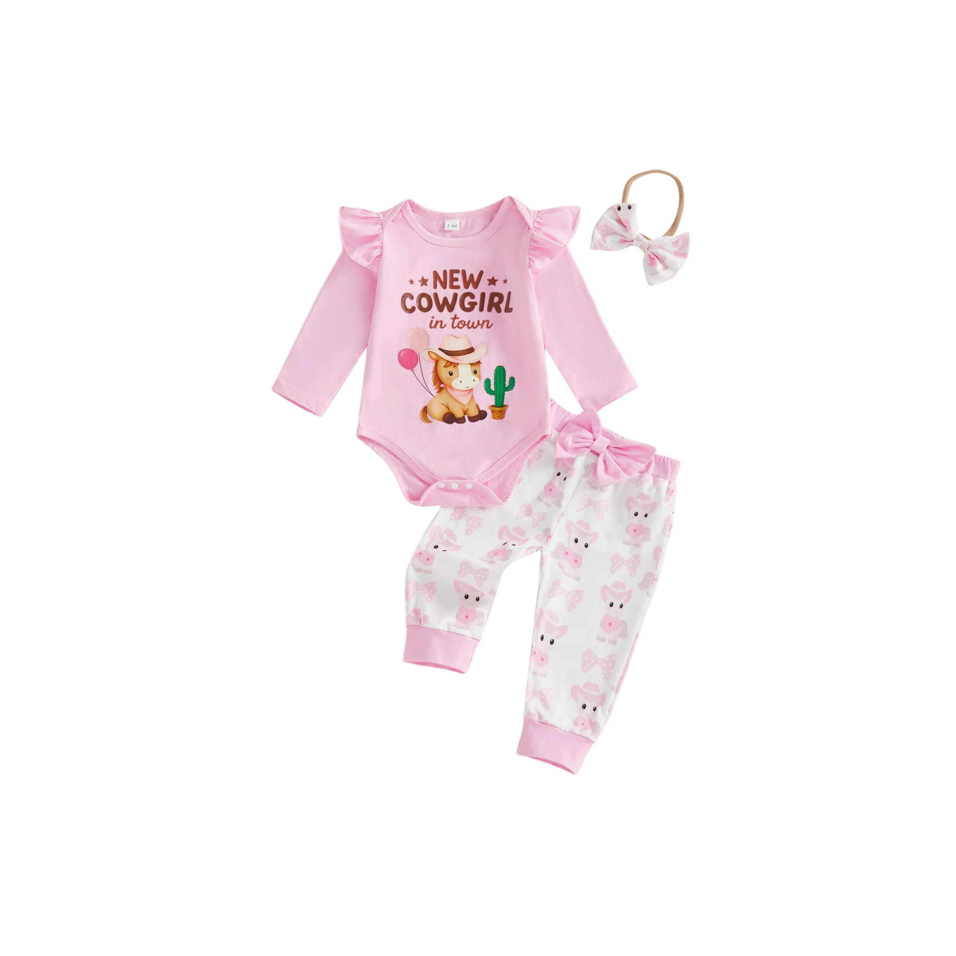 Girls' Newborn 3-Piece Romper Set