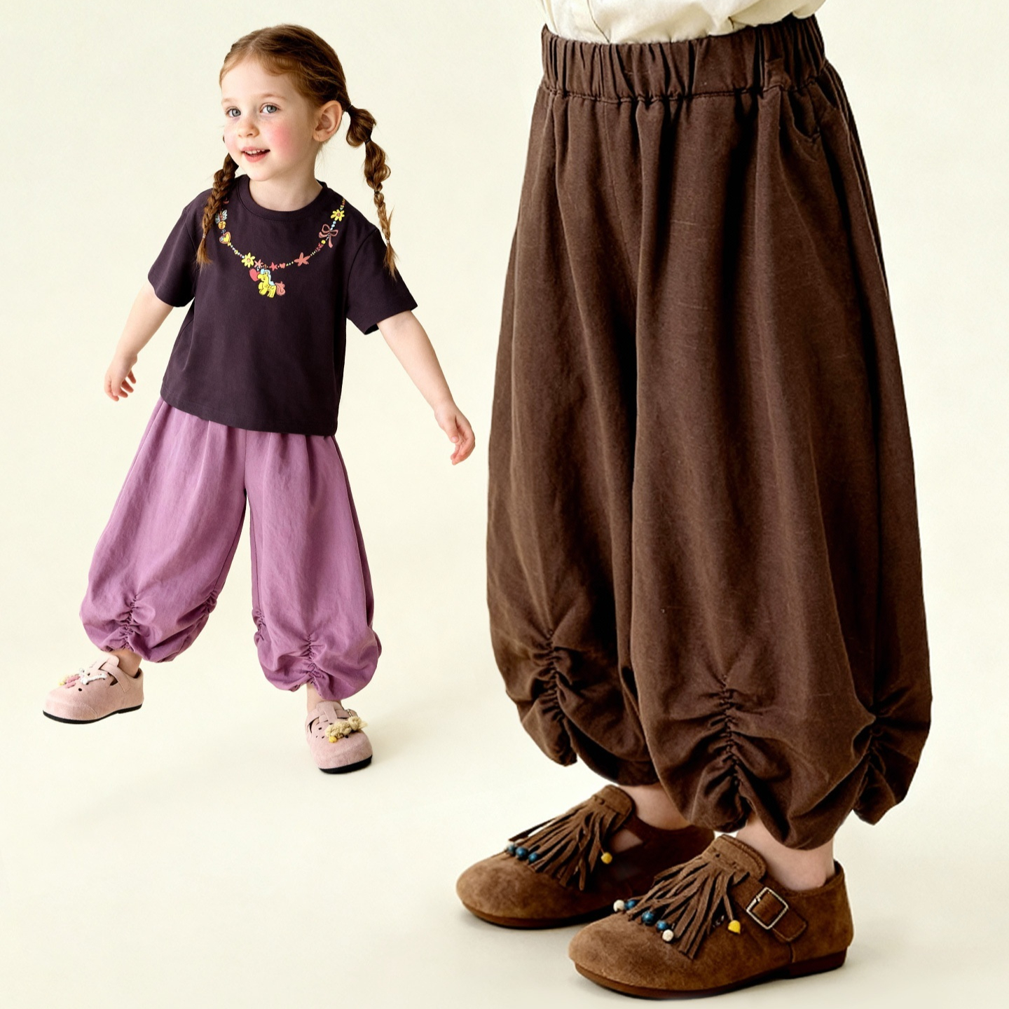 Tongbei Tong Childrens Casual Pants Boys And Girls Fashionable Retro Trousers