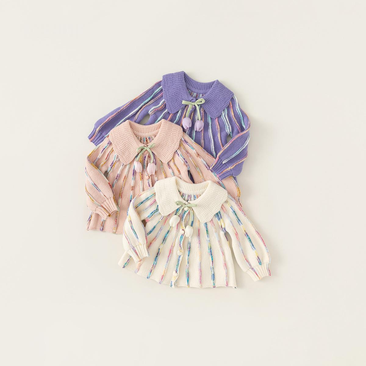 Childrens Knitted Coat Lapel Baby Sweater Cardigan