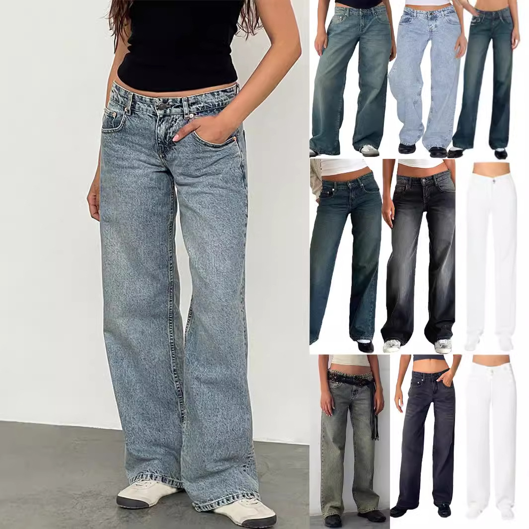 High Quality Cross-border Exclusive For European And American Women Denim Amazon New Ladies Straight Jeans