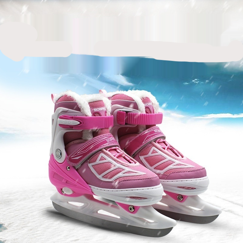 Children's Plush Insulated Adjustable Ice Skate Shoes