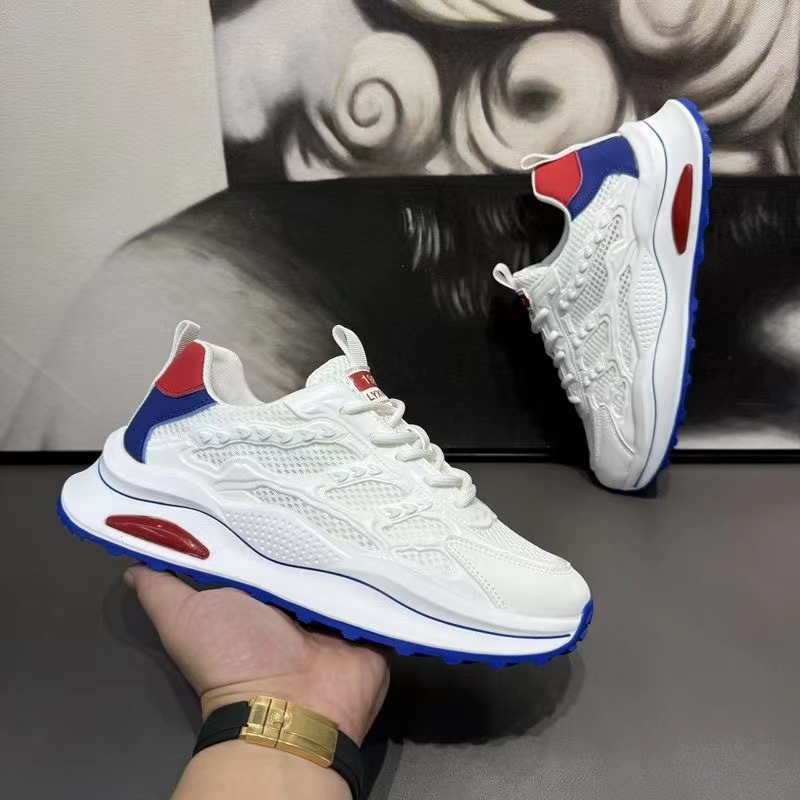 White Laceup Sneakers Fashion Breathable Mesh Flat Shoes Lightweight Versatile Casual…