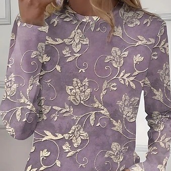 Women's Long-Sleeve Crew-Neck T-Shirt With Character Print