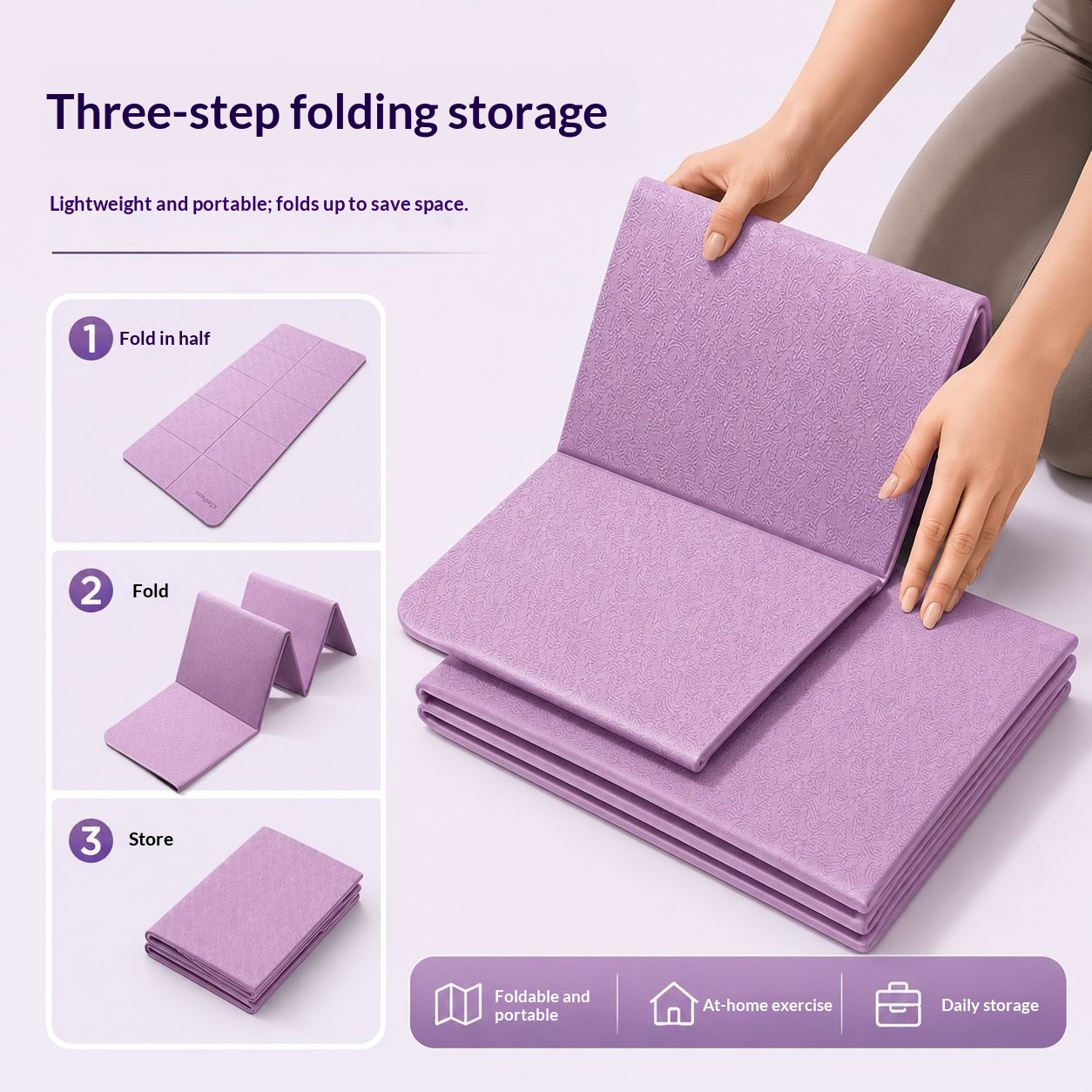 Foldable Yoga Mat, Portable, Non-Slip, Home Fitness Mat, Shock-Absorbing, Silent, Student…