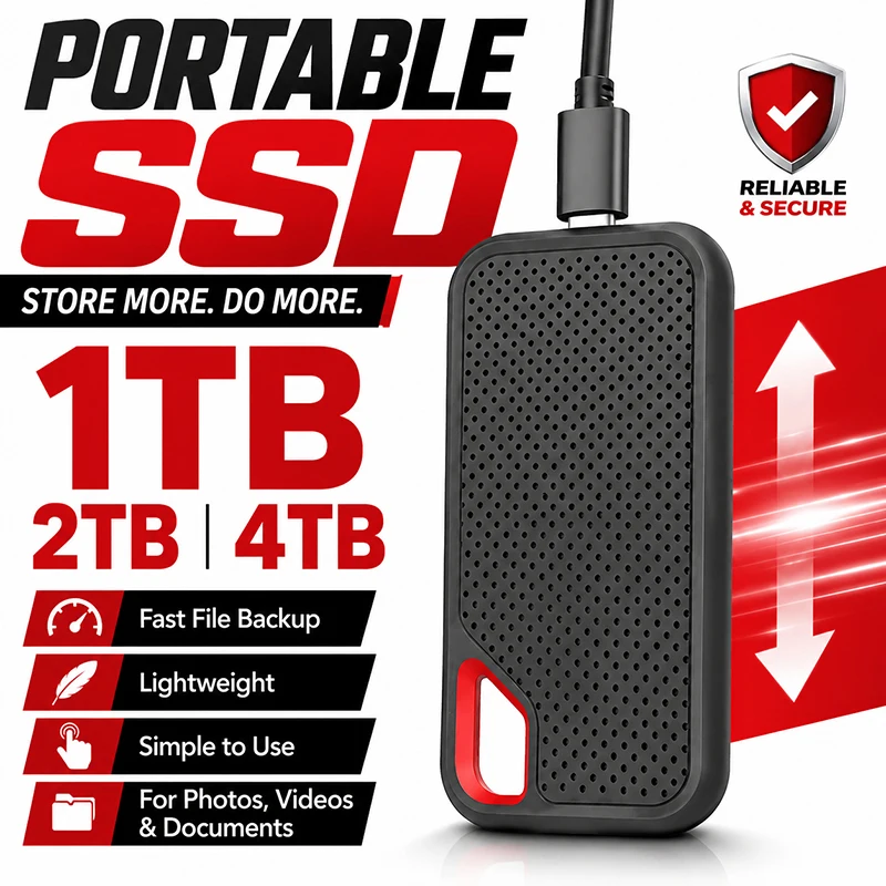 1TB External Hard Drive 2TB Portable SSD High Speed Hard Disk USB-C Original Storage…