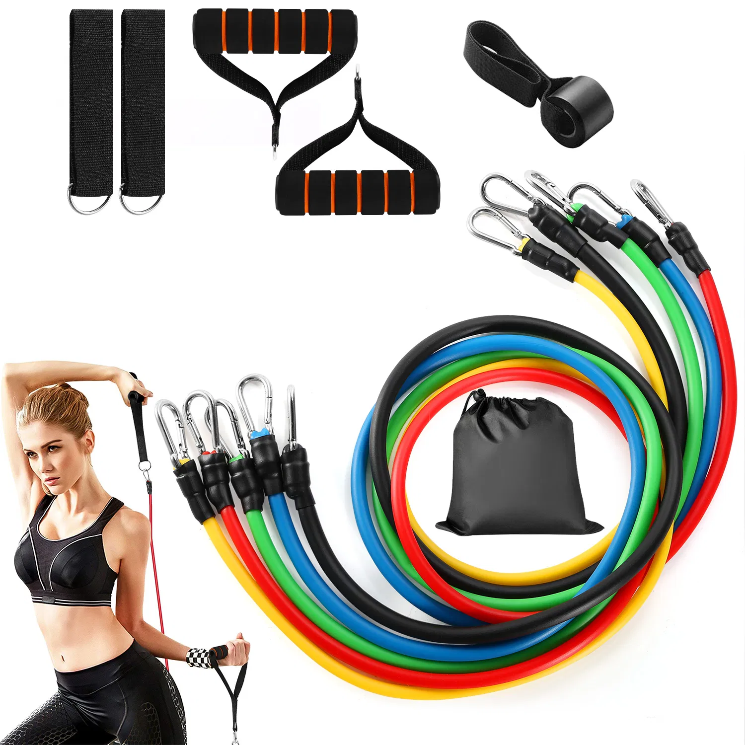 11-Pack Resistance Bands Set Fitness Workout Tubes Exercise Tube Bands Up to 100lbs w…