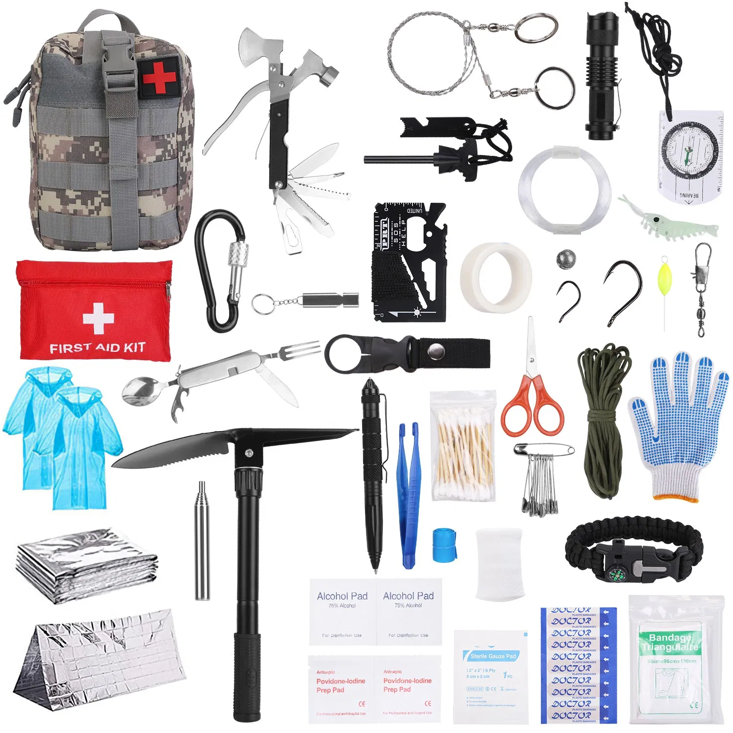 125-Pack Survival Kits Professional Emergency Survival Gear Tactical First Aid Kit…