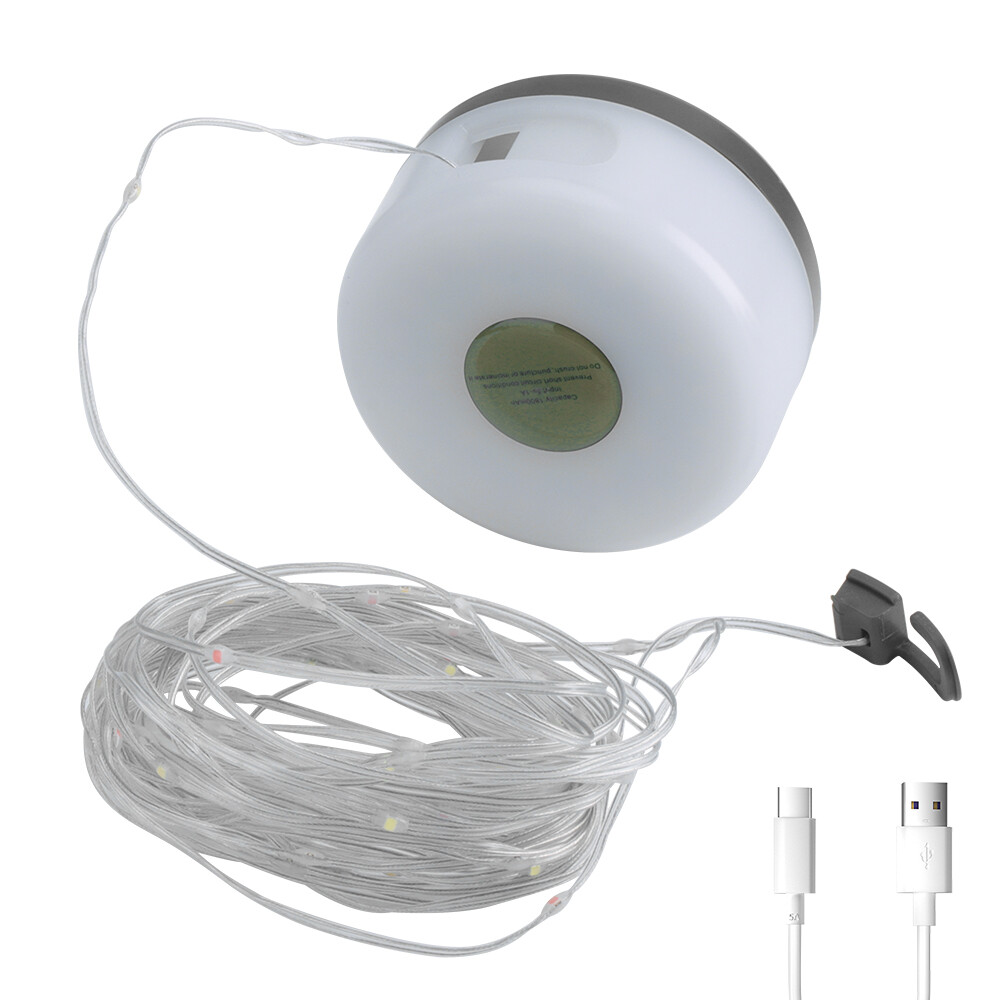 8m Outdoor Portable Waterproof Camping String Lights Stowable String Light