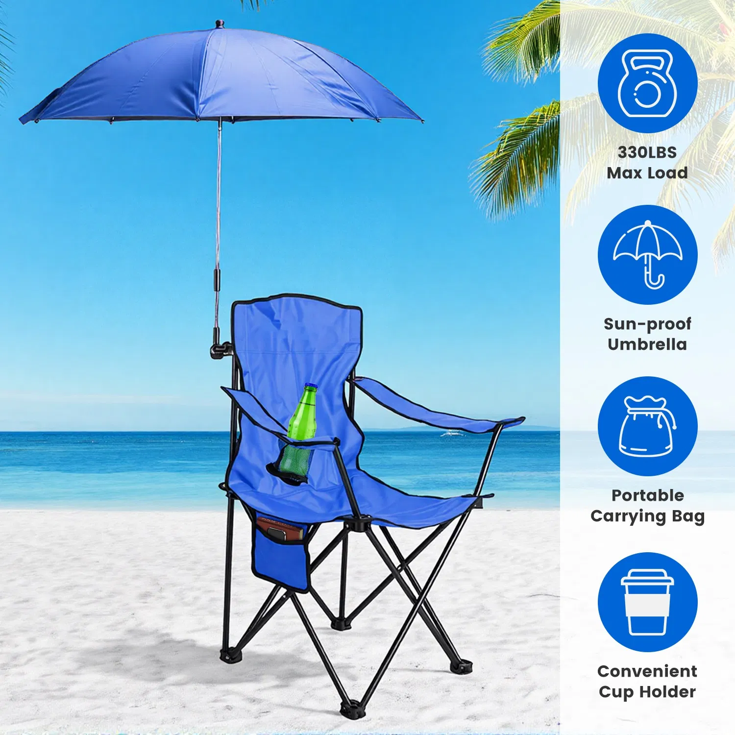 Camping Chair with Umbrella Lightweight Foldable Outdoor Chair with Cup Holder Detachable…