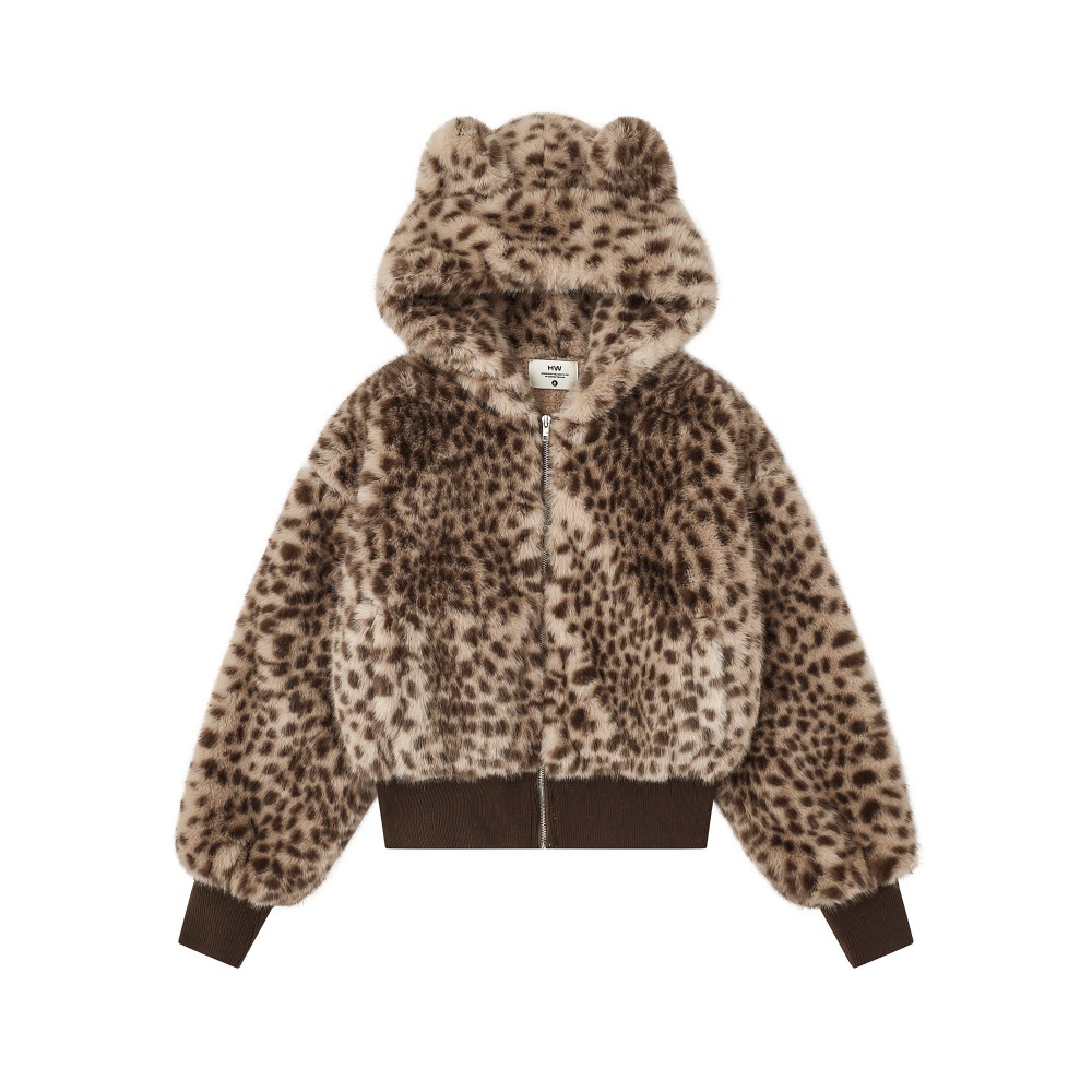 Leopard-print Short Cotton Coat For Women
