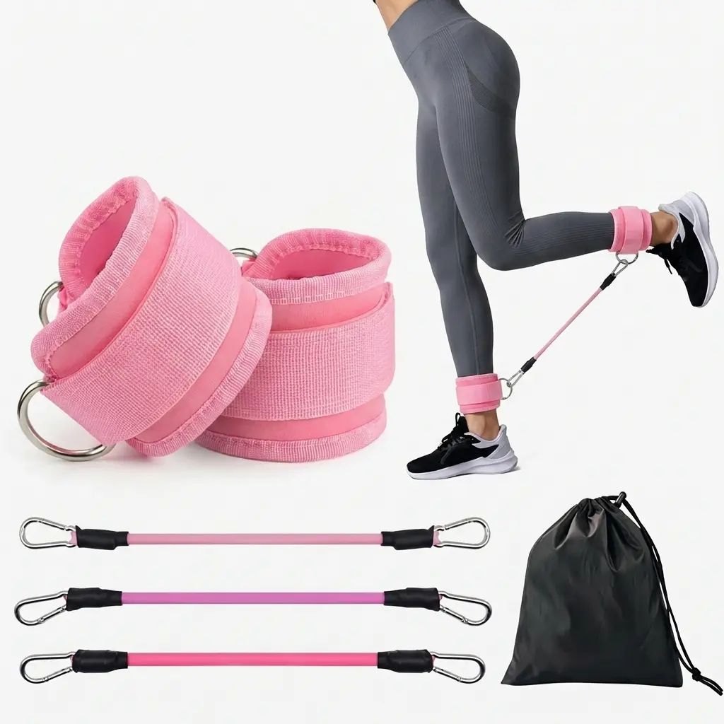 Ankle Straps For Working Out, Fabric Ankle Resistance Bands With Non-Slip Adjustable…