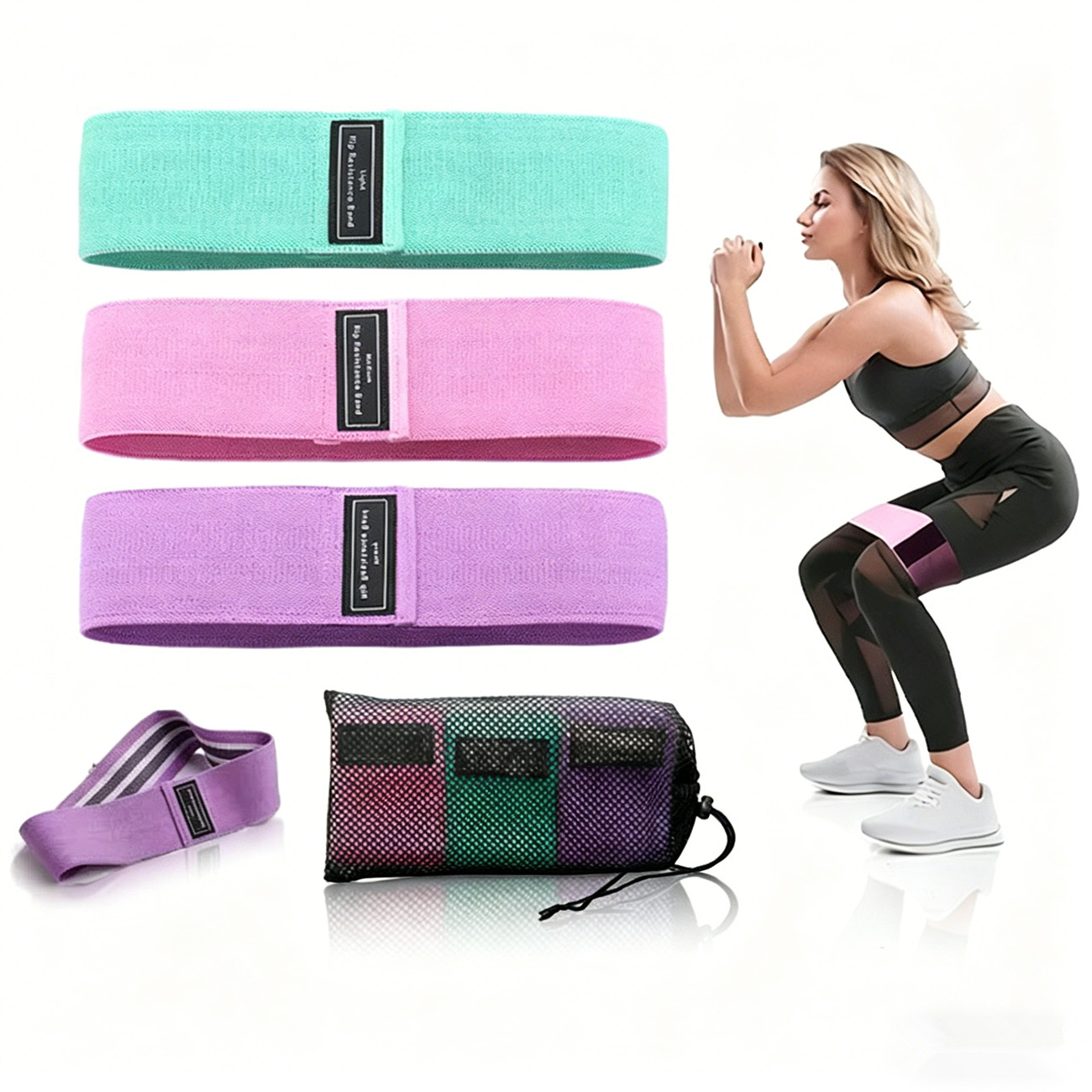 Resistance Bands Loop Set Of 3 Exercise Workout Crossfit Fitness Yoga Booty Band