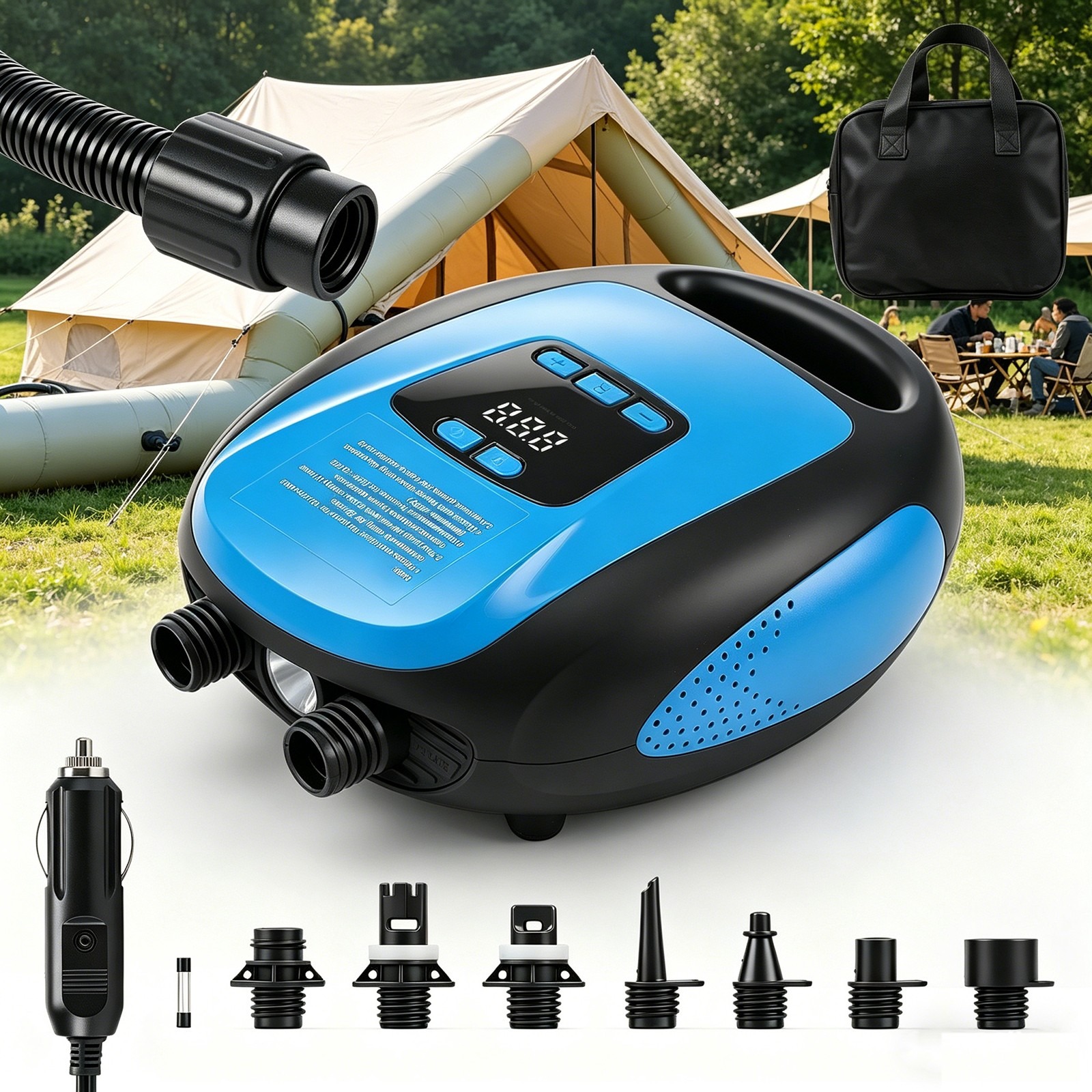 12V SUP Electric Air Pump 20PSI Max Digital LCD For Paddle Board Inflatable Boat