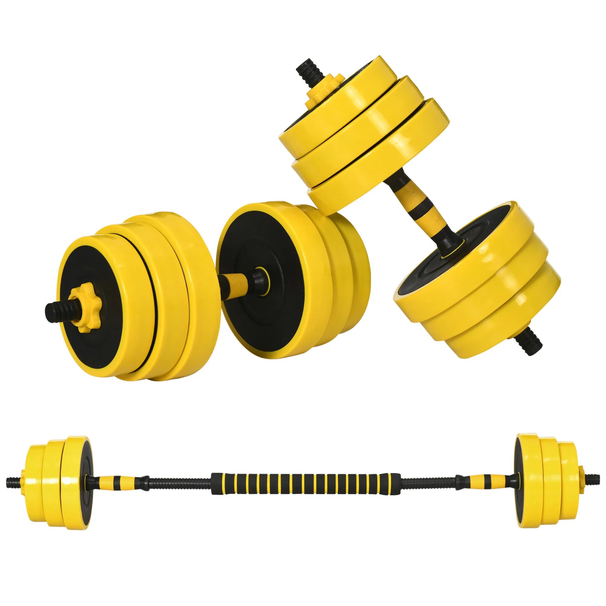 Dumbbell & Barbell Adjustable Set 55lbs Plate Bar Clamp Rod for Strength Training, Full…