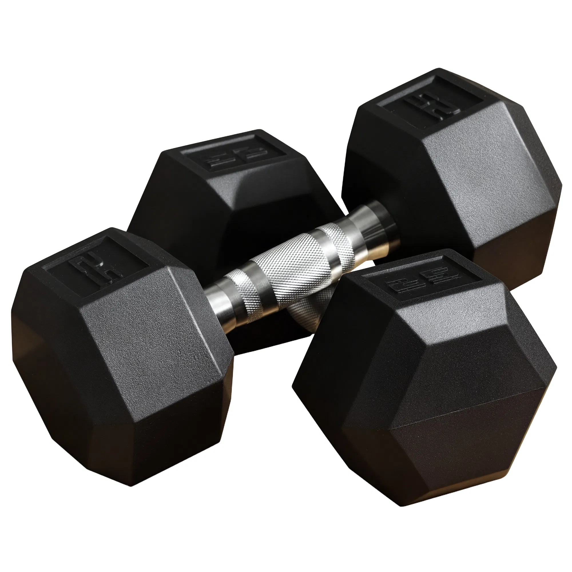 Rubber Dumbbells Weight Set, Total 50lbs(25lbs Each) Dumbbell Hand Weight for Body…