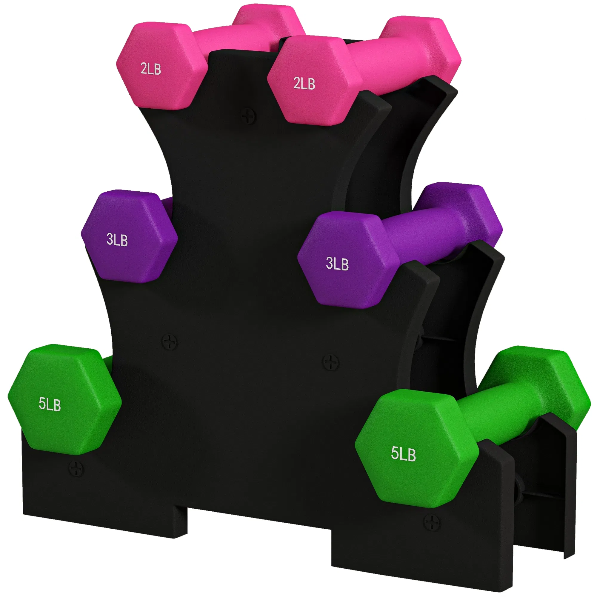 2 x 2 lbs., 2 x 3 lbs., 2 x 5 lbs. Dumbbells Set with Dumbbell Rack, Hand Weights for…