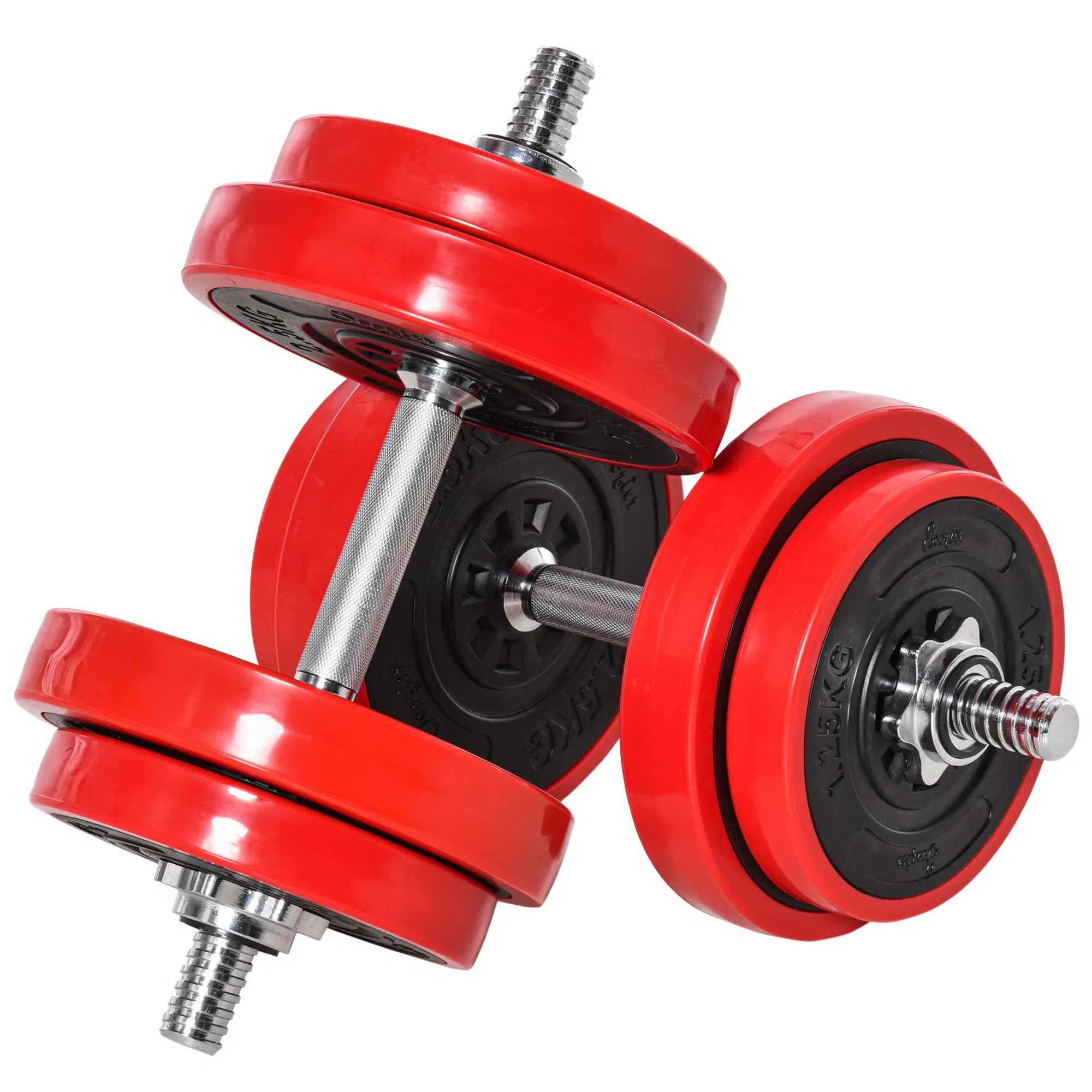 44lbs 2-In-1 Dumbbell & Barbell Adjustable Set Strength Muscle Exercise Fitness Plate Bar…