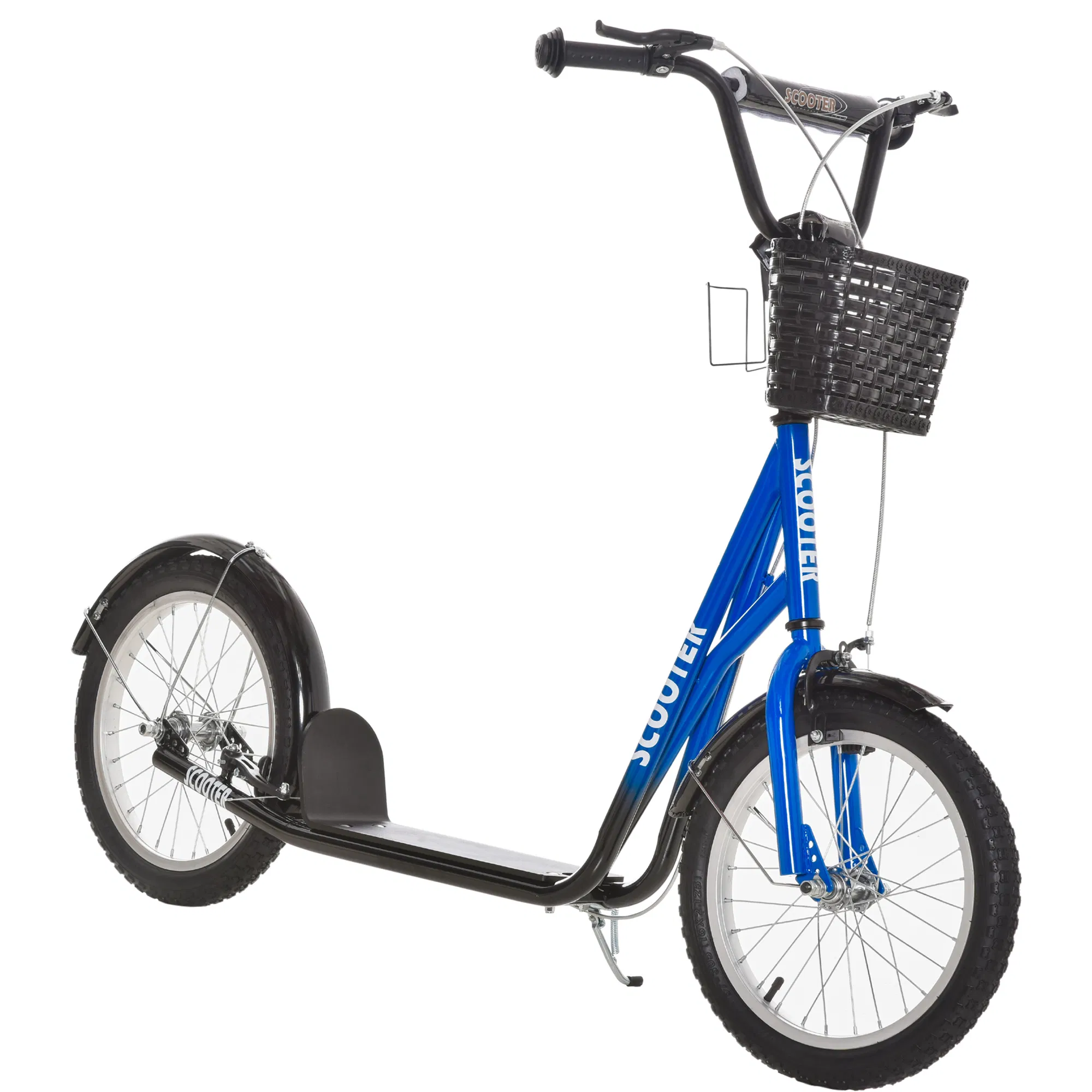 Kick Scooter with Adjustable Handlebar, Kids Scooter with 2 Brakes Basket Cupholder 16"…