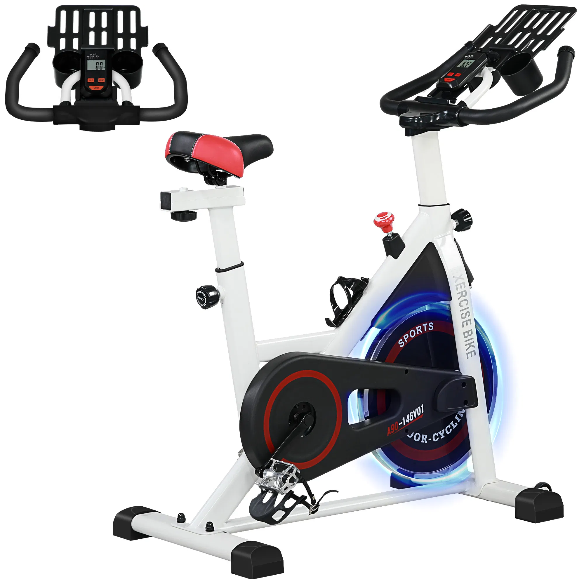 Adjustable Upright Stationary Exercise Bike w/ LCD Display, Indoor Cycling Bike for Home…