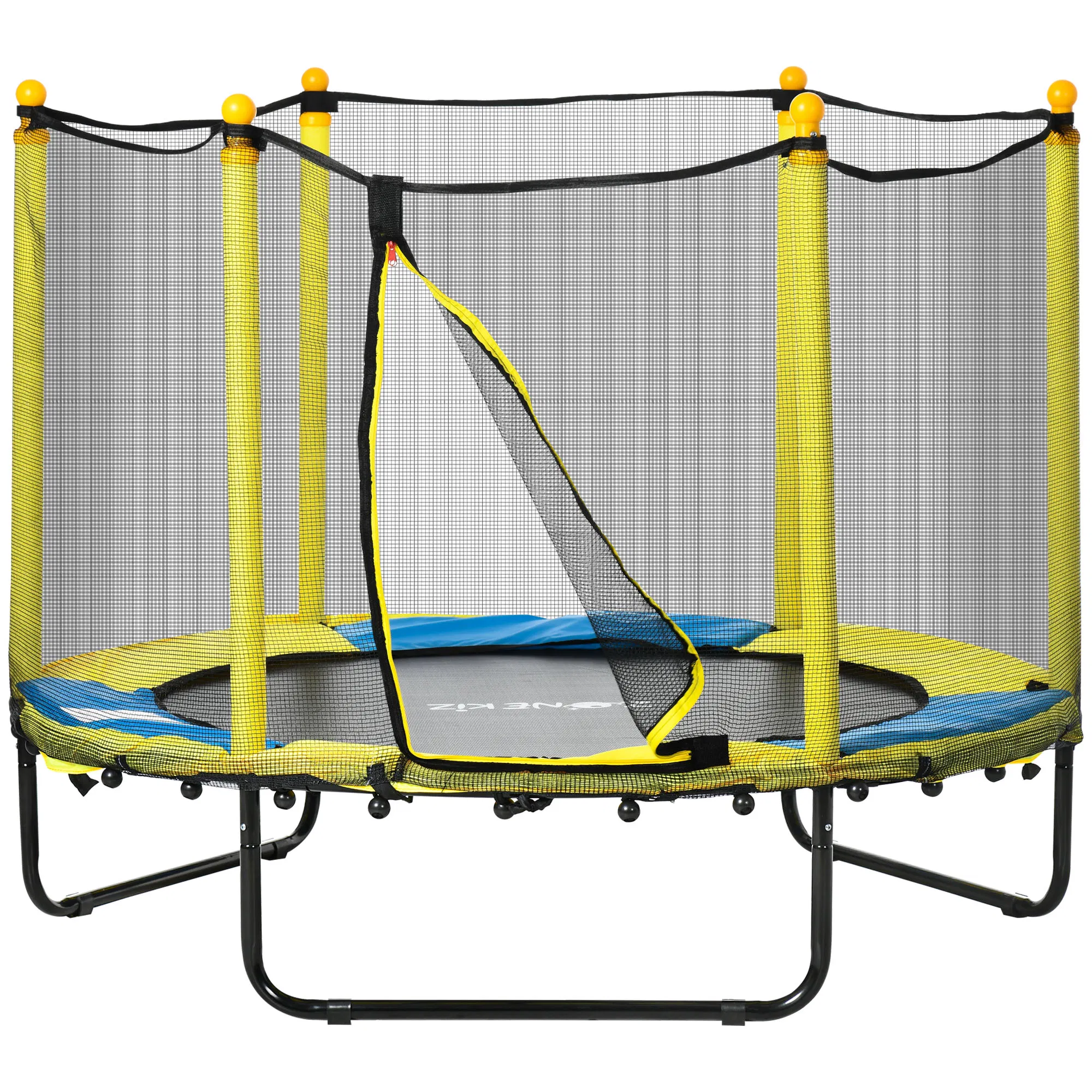 4.6FT Trampoline for Kids with Enclosure Net for Ages 3-10, Indoor Outdoor Use, Yellow