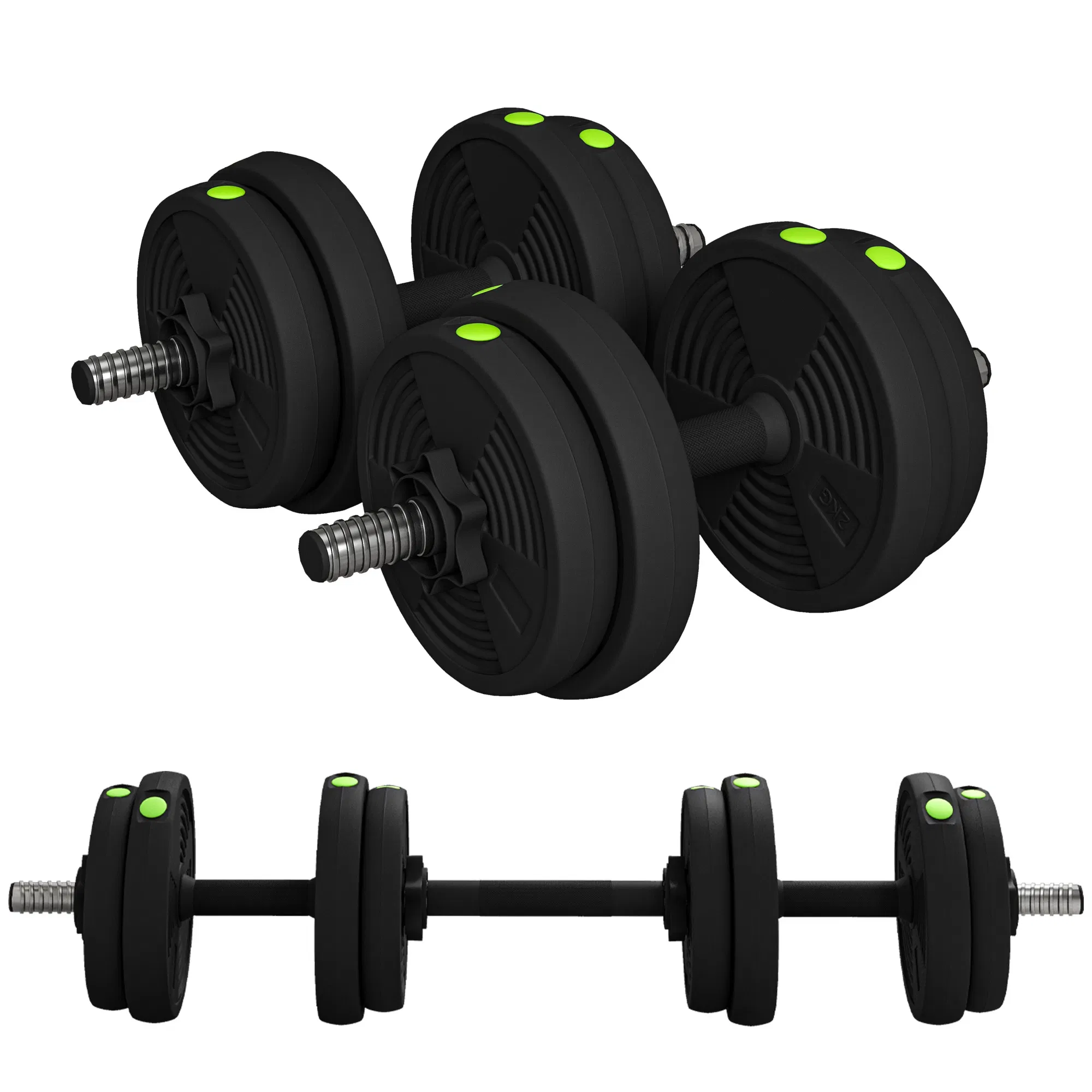 33LBS 2-in-1 Adjustable Barbell & Dumbbells Set, Weights Set with Non-slip Handles for…