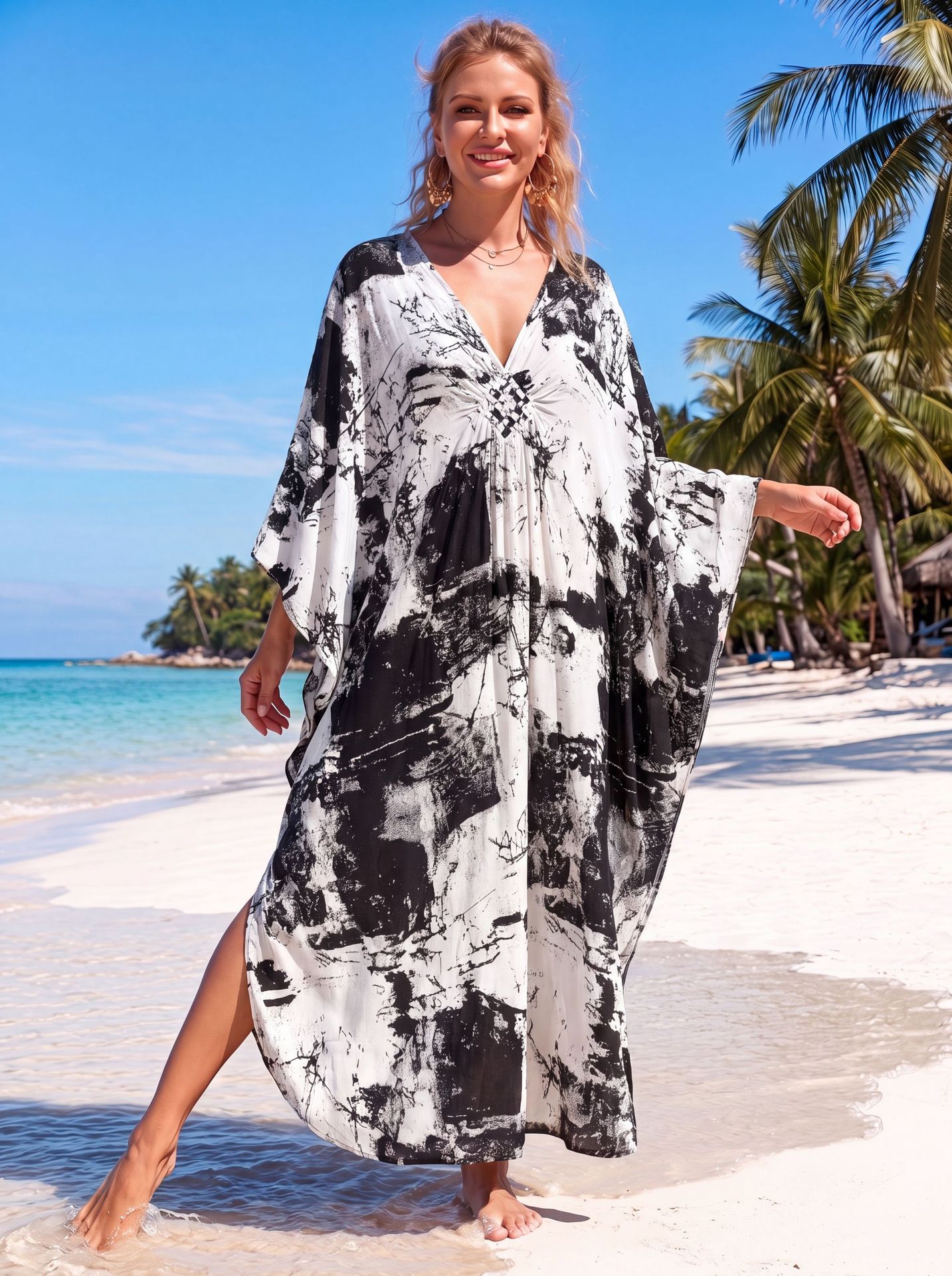 Rayon Kaftan Beach Sun Protection Clothing Bikini Cover-up For Women